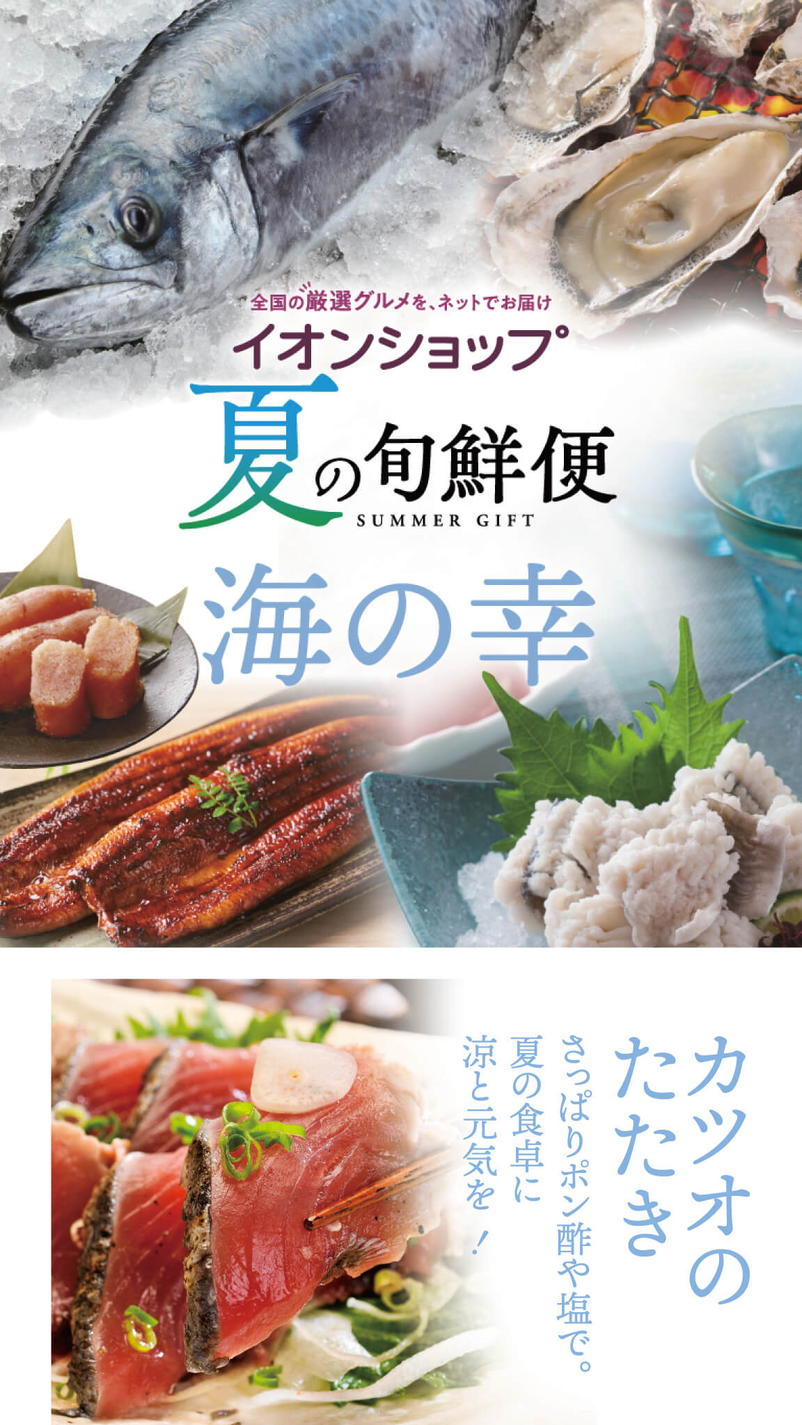夏の旬鮮便 海の幸 カツオのたたき さっぱりポン酢や塩で。夏の食卓に涼と元気を!